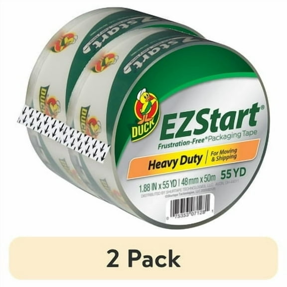(2 pack) Duck EZ Start Packaging Tape, 1.88 in. x 55 yd., Clear