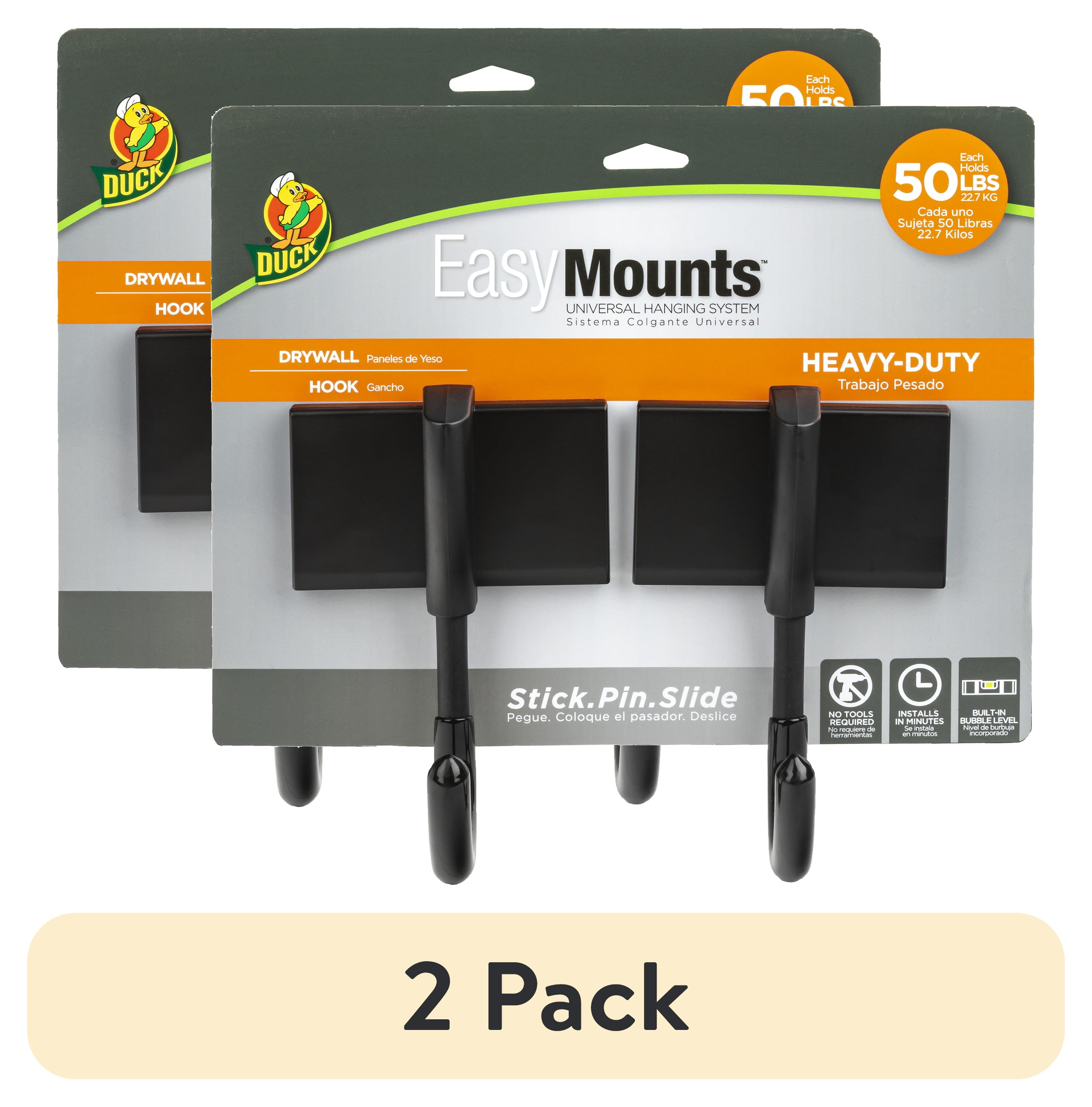 (2 pack) Duck EasyMounts Heavy-Duty Drywall Hooks, Black, 3.69 in. x. 3 in. x 5.75 in., 2 Pack