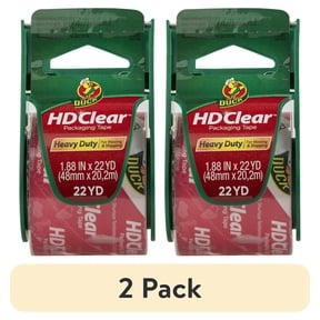 (2 pack) Duck HD Clear Heavy Duty Packing Tape with Dispenser, 1.88 in x 22.2 yd, Clear, 1 Roll