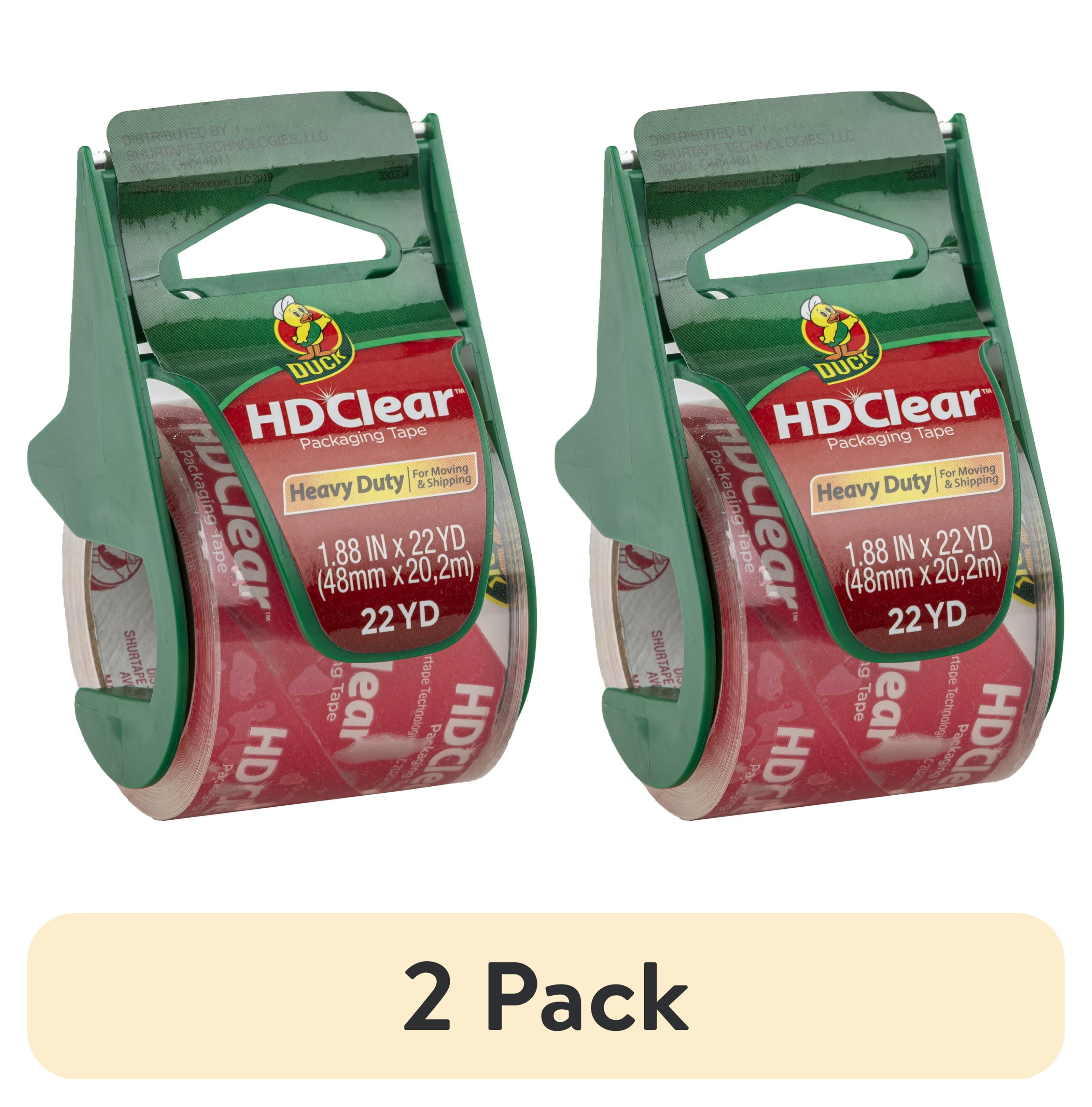 (2 pack) Duck HD Clear Heavy Duty Packing Tape with Dispenser, 1.88 in x 22.2 yd, Clear