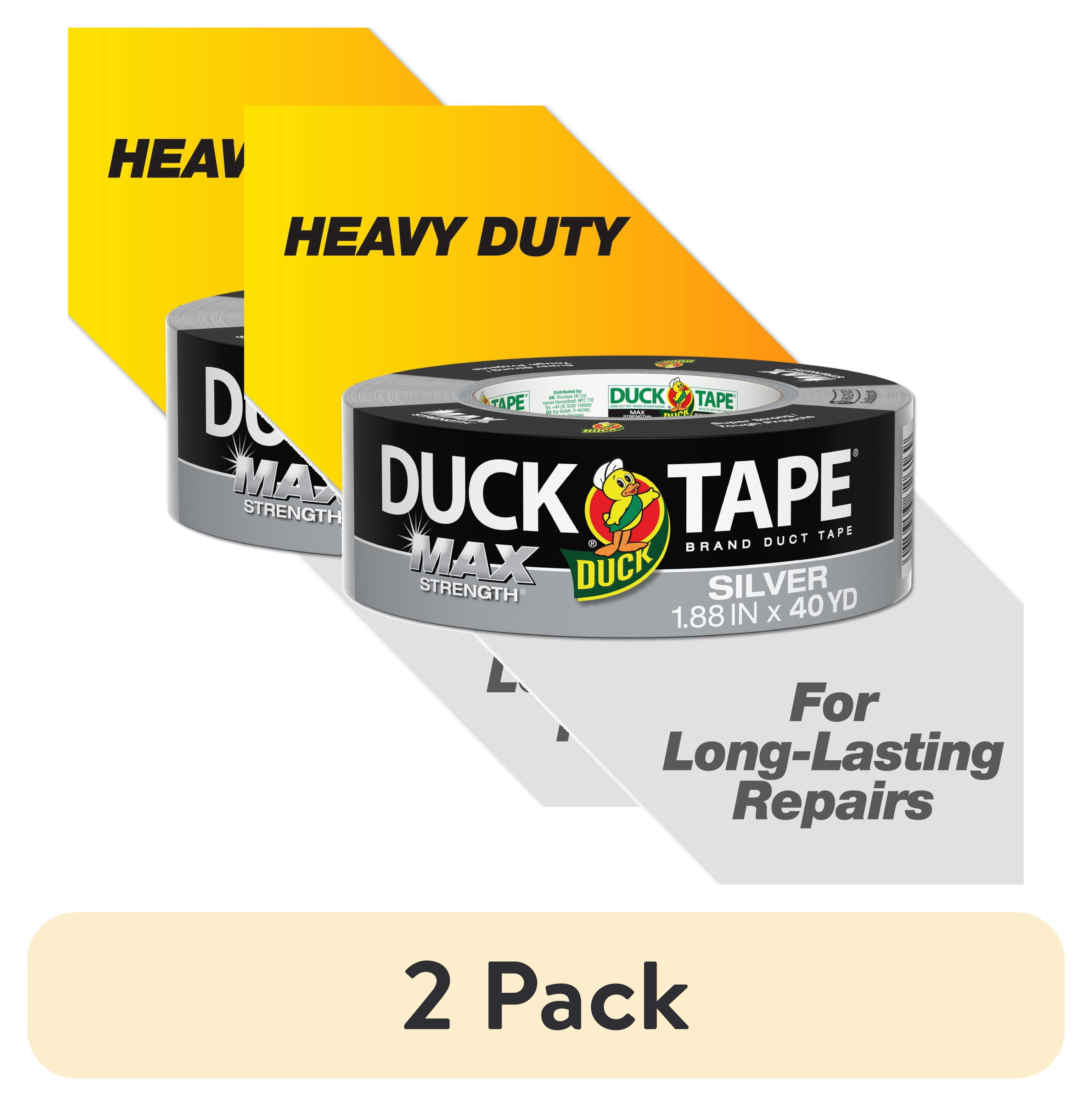 (2 pack) Duck Max Strength Brand Duct Tape, 1.88 in. x 40 yd., Silver