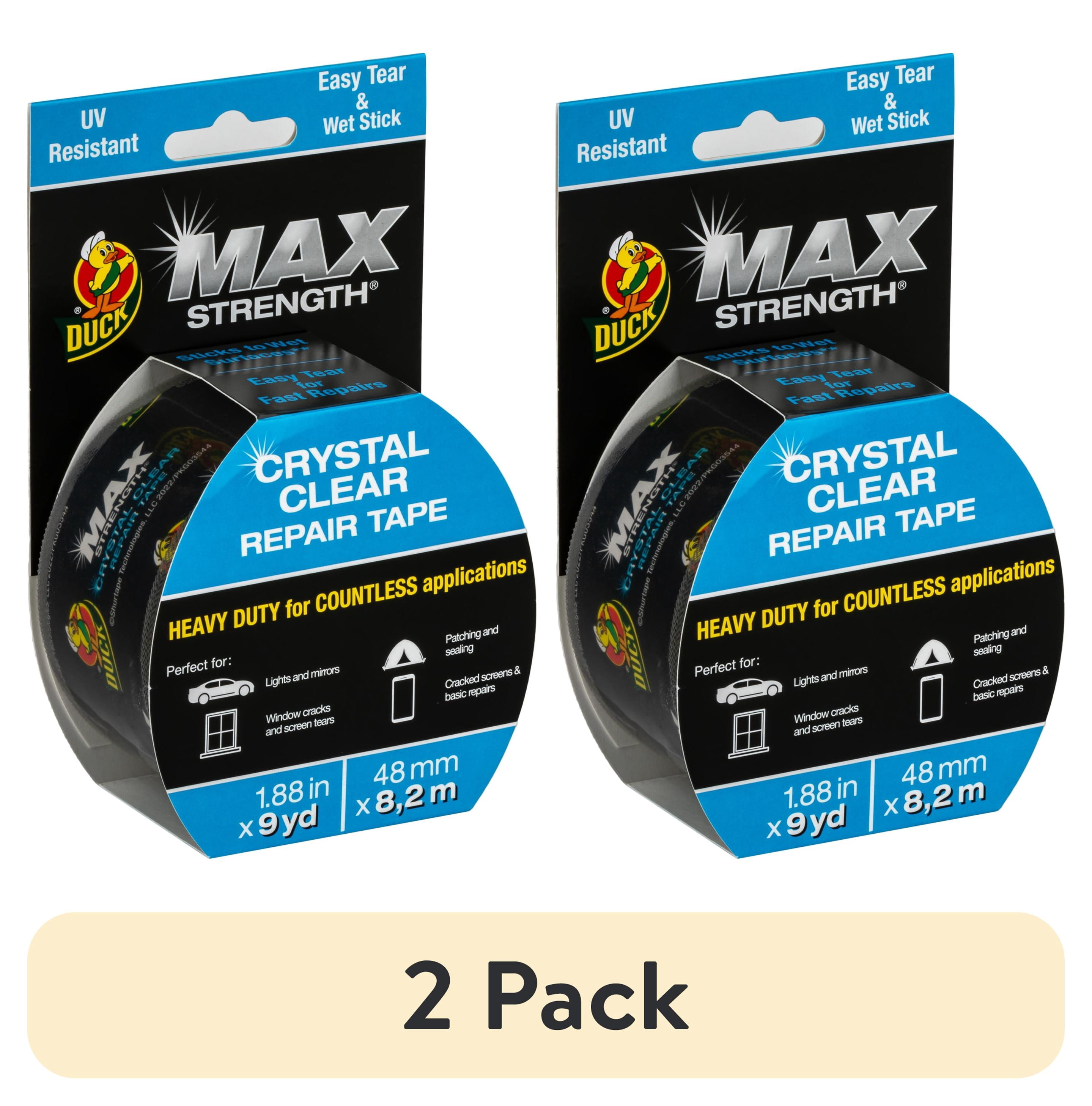 (2 pack) Duck Max Strength Crystal Clear 1.88 in. x 9 yd. Repair Tape