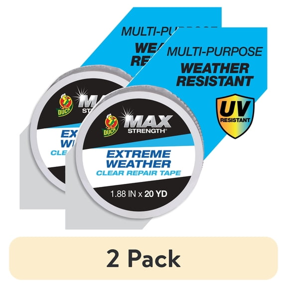 (2 pack) Duck Max Strength Extreme Weather 1.88 in. x 20 yd., Clear Tape