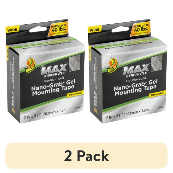 (2 pack) Duck Max Strength Nano-Grab Gel Tape, 1 Pack, 2 in. x 5 ft.