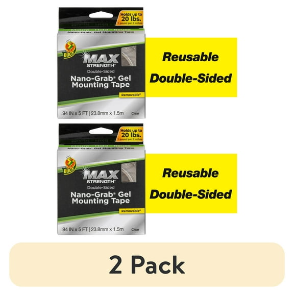 (2 pack) Duck Max .94 in. x 5 ft. Nano Grab Gel Mounting Tape, 1 pack