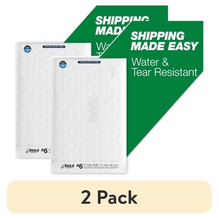 (2 pack) Duck Max Strength Self-Sealing Big Bubble Poly Mailer #6, 12.5" x 18.5", Solid Print