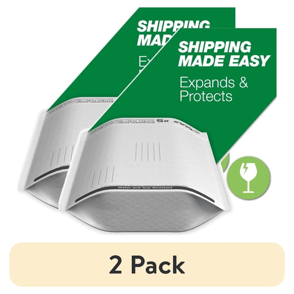 (2 pack) Duck Max Strength Self-Sealing Gusseted Poly Bubble Mailer #5, 10.5"x 15", Solid Print