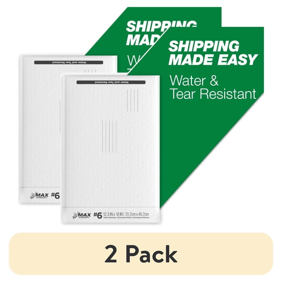 (2 pack) Duck Max Strength Self-Sealing Poly Bubble Mailer #6, 12.5" x 18.5", Solid White
