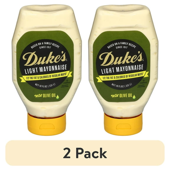 (2 pack) Duke's Olive Oil Mayo, 18 oz Squeeze Bottle, Better-for Mayo, Smooth & Creamy