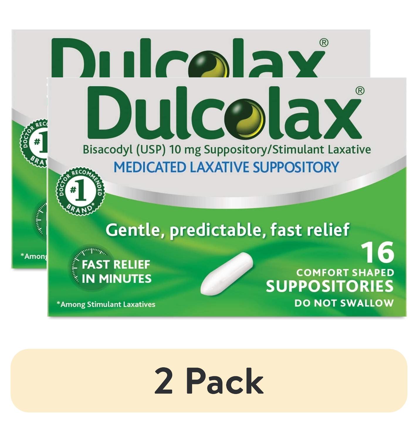2 pack) Dulcolax Medicated Laxative Suppositories, Fast Relief, 16 Count