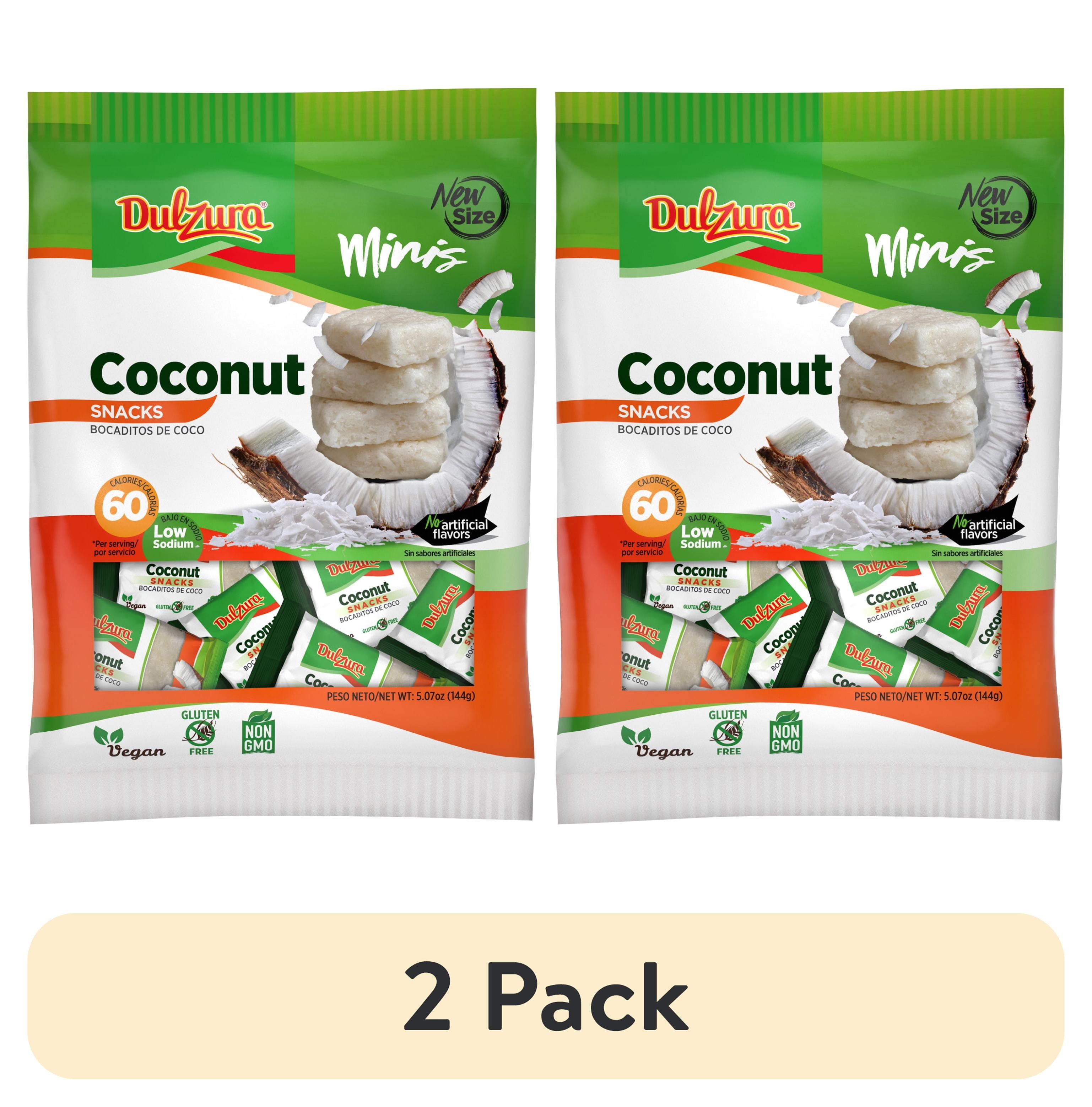 (2 pack) Dulzura Coconut Entree Bites 3.4oz Bag, vegan, gluten free, NON-GMO