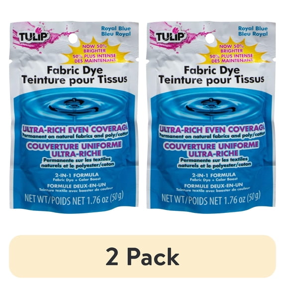 (2 pack) Tulip Permanent Fabric Dye, Royal BLue, Hot Water Dye Method – 1.76 oz Packet, Mixable Fabric Dye for Cotton, Rayon, Linen & Silk