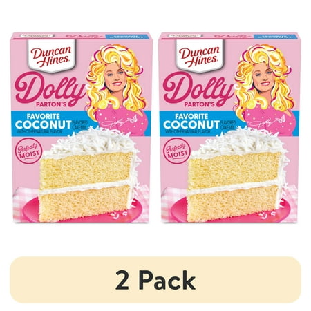 (2 pack) Duncan Hines Dolly Parton's Favorite Coconut Flavored Cake Mix, 18 oz