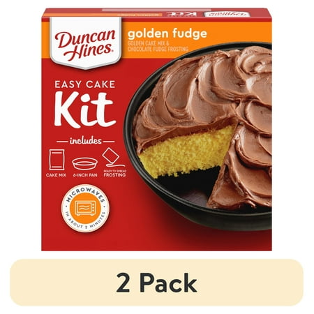 (2 pack) Duncan Hines Easy Cake Kit Golden Fudge Flavored Cake Mix, 8.4 oz.