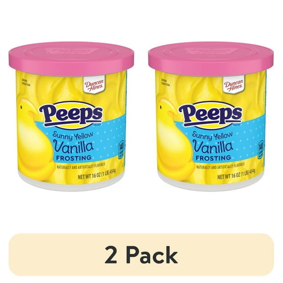 (2 pack) Duncan Hines PEEPS Sunny Yellow Vanilla Frosting, 16 oz.