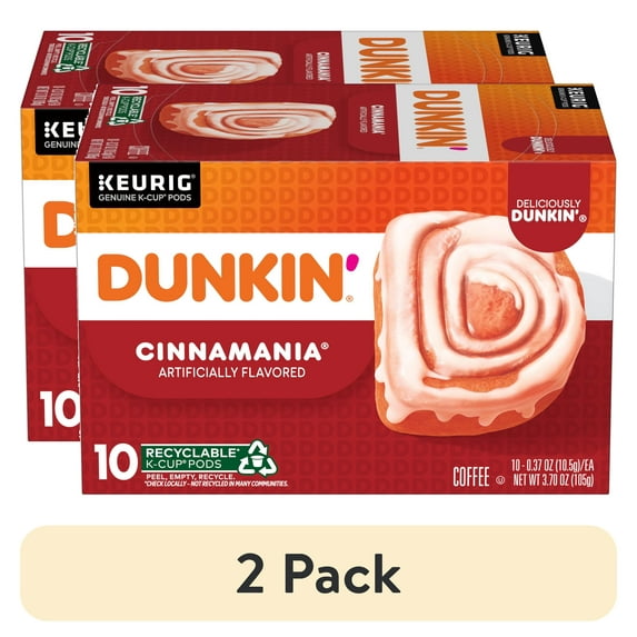 (2 pack) Dunkin’ Cinnamania Coffee, 10 K-Cup Pods for Keurig Coffee Makers