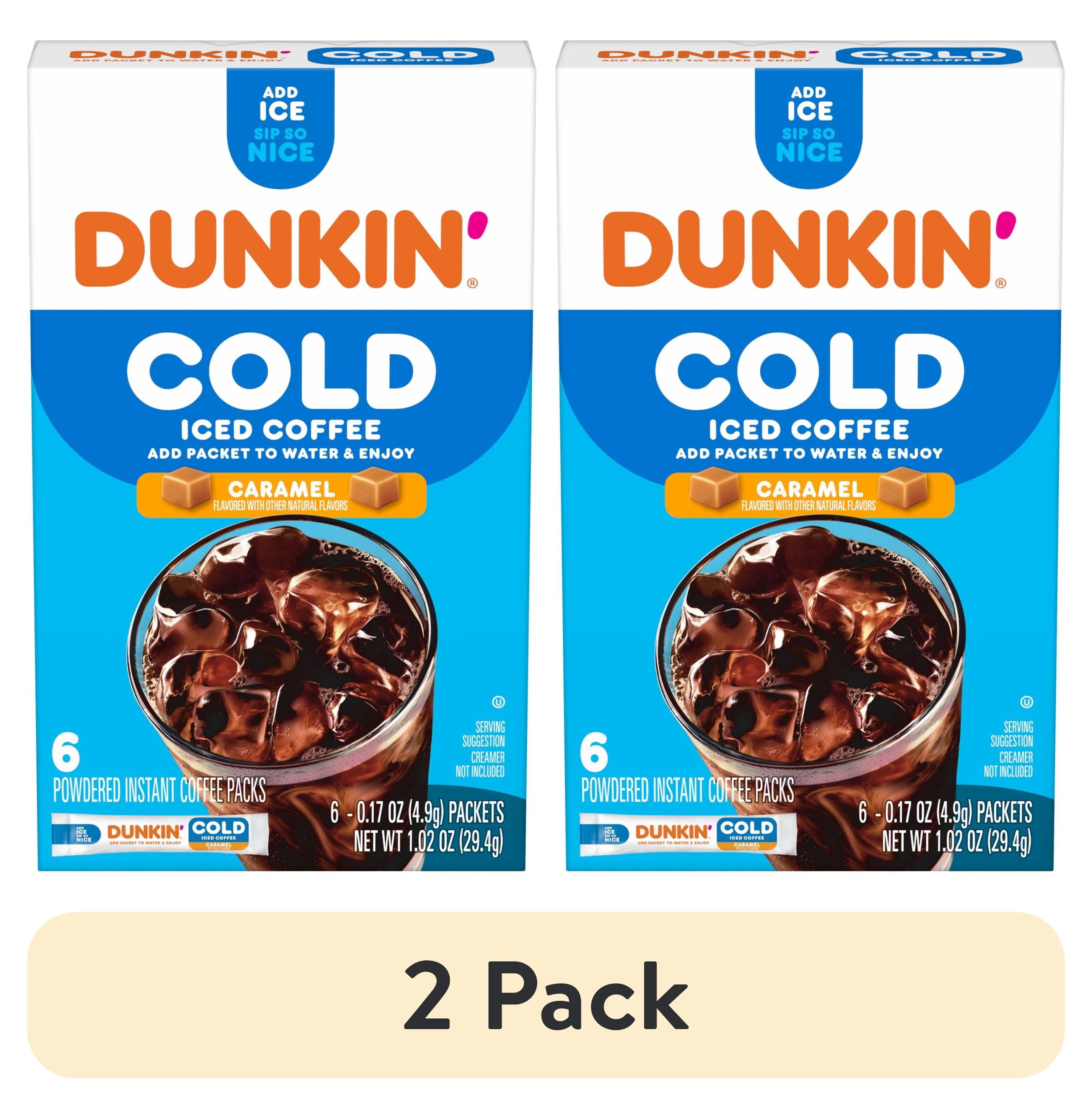 (2 pack) Dunkin’ Cold Iced Coffee, Caramel Artificially Flavored Powdered Instant Coffee Packs, 6 count