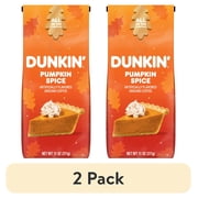 (2 pack) Dunkin’ Pumpkin Spice Artificially Flavored Ground Coffee, 11 oz Bag