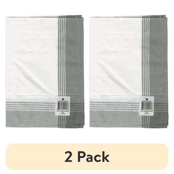 (2 pack) Dunroven House Striped McCleod Tea Towel 20"X28"-White & Grey
