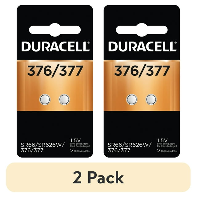 (2 pack) Duracell 376/377 Silver Oxide Button Battery for Home Devices, 2 Count
