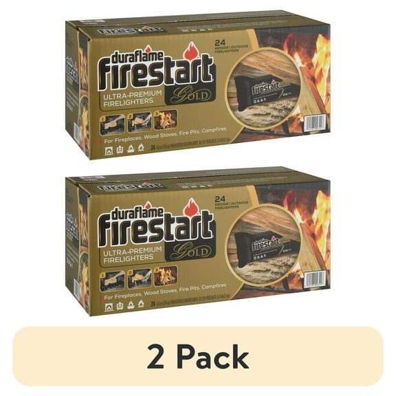 (2 pack) Duraflame Firestart Gold 4.5oz Premium Firelighters, Starts Wood Fires Indoors or Outdoors, 24 Fire Starters per Box