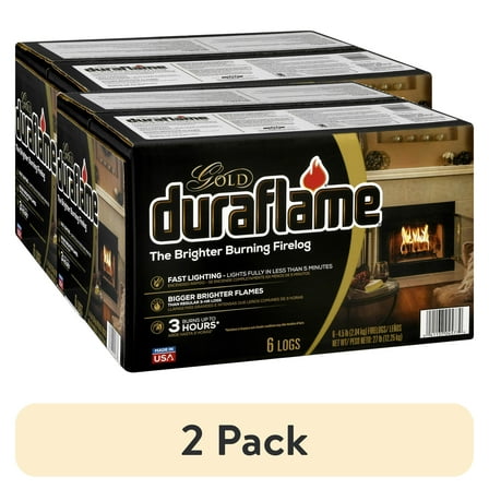 (2 pack) Duraflame Gold Ultra Premium 4.5 lb. Firelogs, 6-Pack Case, 3 Hour Burn