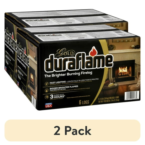(2 pack) Duraflame Gold Ultra Premium 4.5 lb. Firelogs, 6-Pack Case, 3 Hour Burn