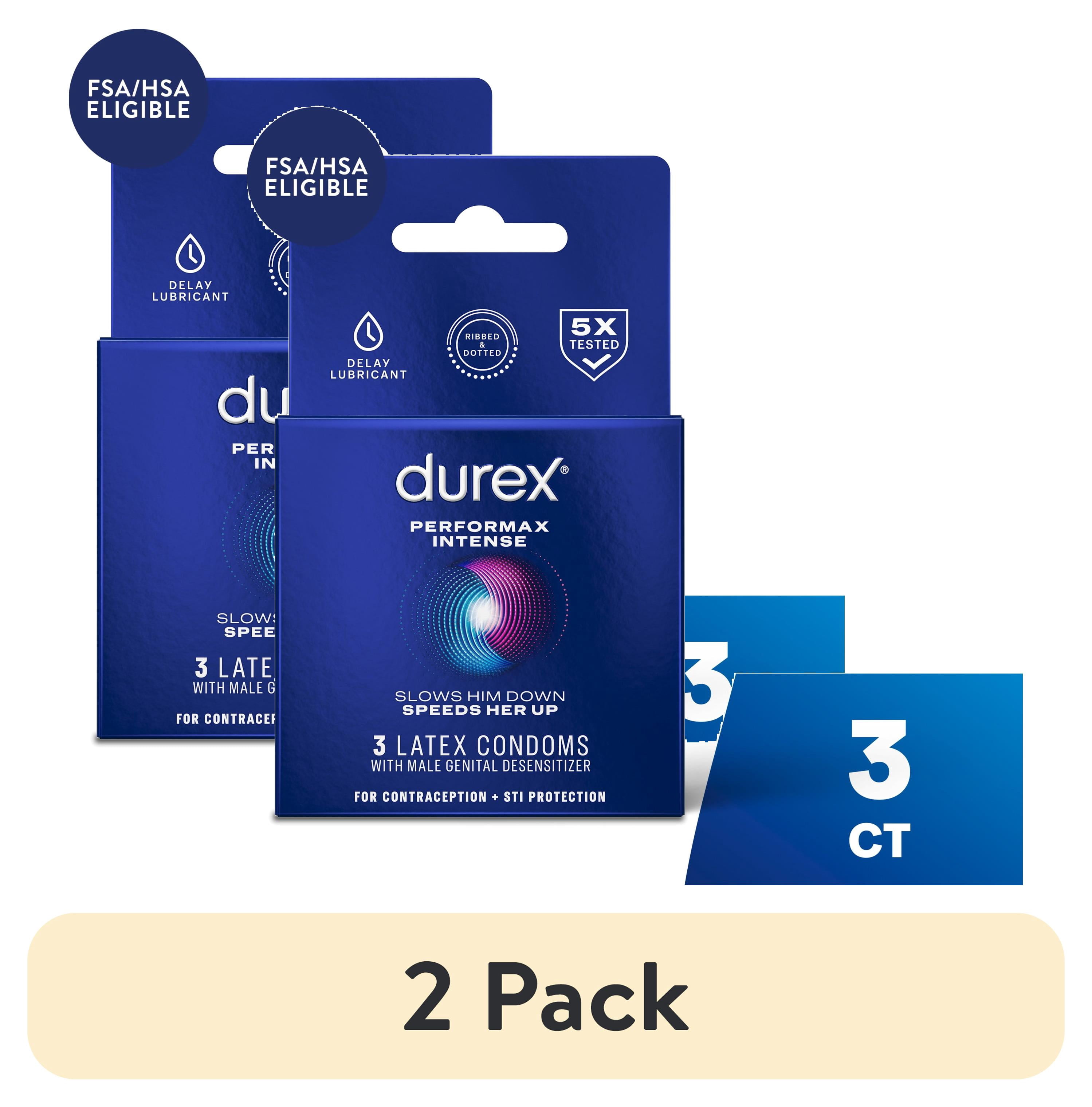 2 pack) Durex Performax Intense Condoms, Ultra Fine, Ribbed