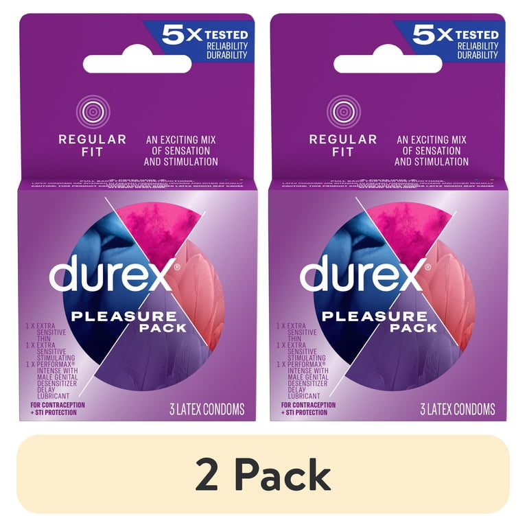 2 pack) Durex Pleasure Pack, Assorted Lubricated Premium Condoms, 3 Count -  Walmart.com