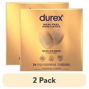 2 pack Durex Real Feel Condoms For Men, Non Latex Lubricated Condoms with Skin-On-Skin Feeling, FSA/HSA, 24 ct