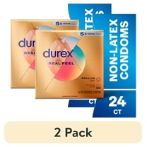 (2 pack) Durex Real Feel Condoms For Men, Non Latex Lubricated Condoms with Skin-On-Skin Feeling, FSA/HSA, 24 ct
