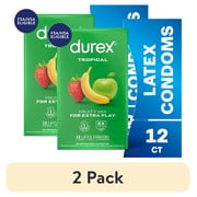 2 pack Durex Tropical Flavored Condoms For Men, Natural Lubricated Rubber Latex, FSA/HSA,12 ct
