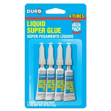 (2 pack) Duro Super Glue, 1 Pack of 4 Tubes, Clear 0.1 oz Tubes