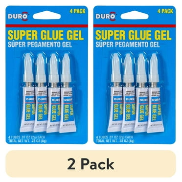 (2 pack) Duro Super Glue, 1 Pack of 4 Tubes, Clear 2 g Tubes