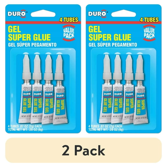 (2 pack) Duro Super Glue, 1 Pack of 4 Tubes, Clear 2 g Tubes