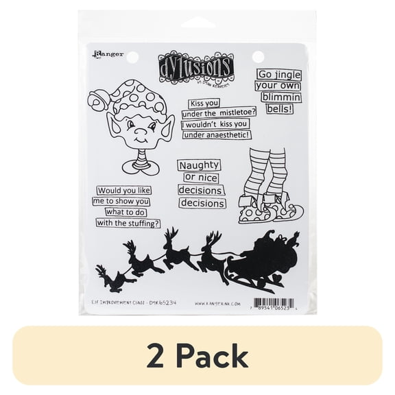 (2 pack) Dyan Reaveley's Dylusions Cling Stamp Collections 8.5"X7"-Elf Improvement Class