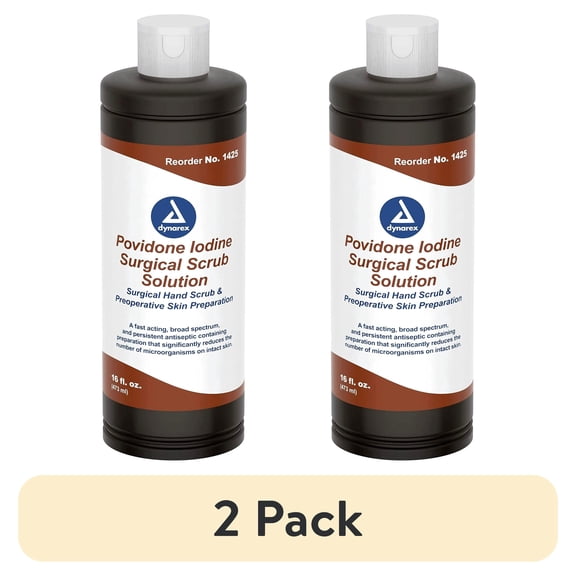 (2 pack) Dynarex Povidone-Iodine Surgical Scrub Solution 16 oz