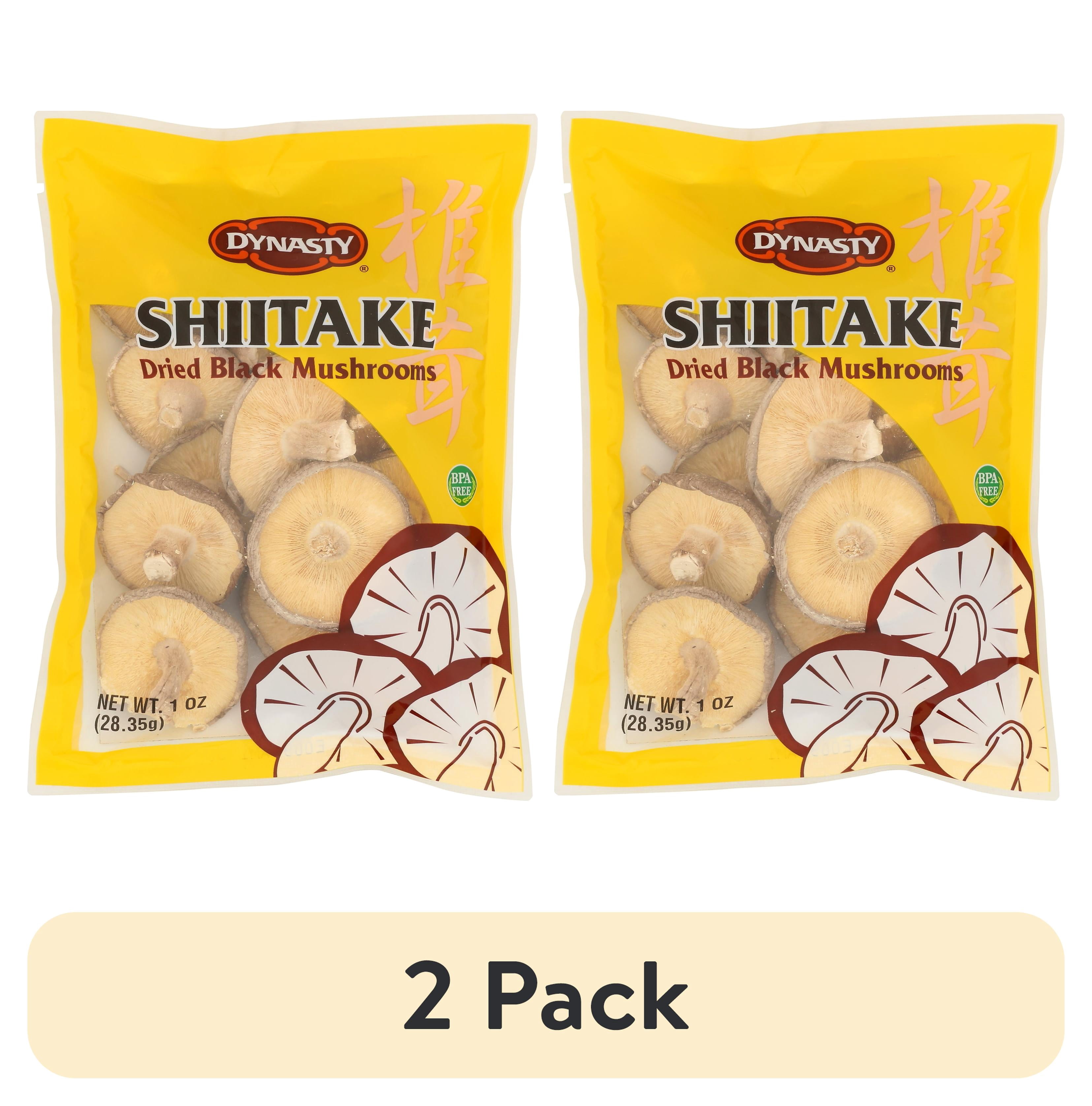 (2 pack) Dynasty Shiitake Dried Black Mushrooms Whole, 1 oz Bag