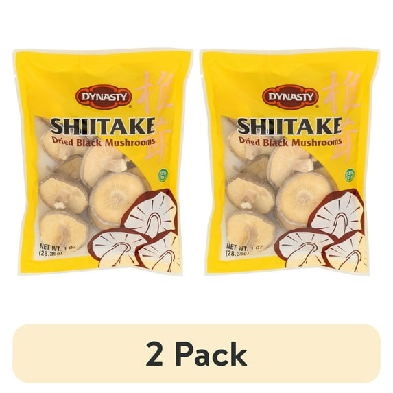 (2 pack) Dynasty Shiitake Dried Black Mushrooms Whole, 1 oz Bag