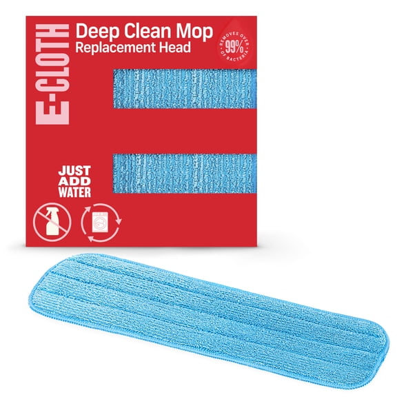 (2 pack) E-Cloth Deep Clean Mop Head, Microfiber Mop Head Replacement for Floor Cleaning, Great for Hardwood, Laminate, Tile and Stone Flooring, Washable and Reusable, 100 Wash Guarantee, 1 Pack