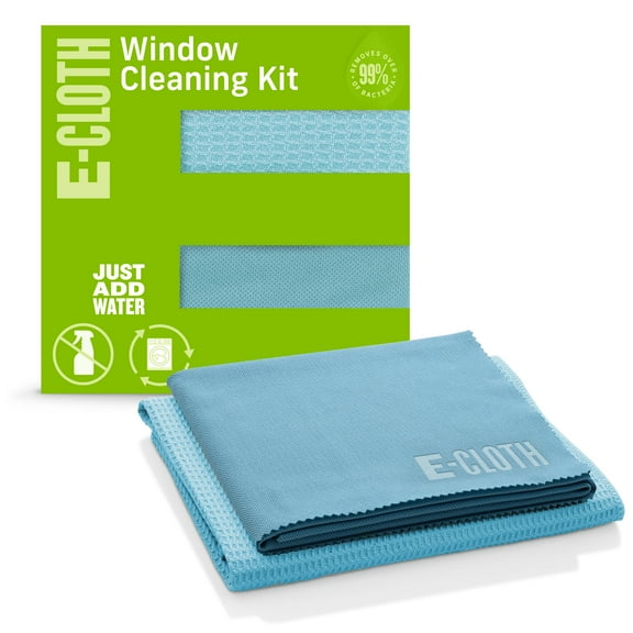 (2 pack) E-Cloth Window Scrubbing & Polishing Set, Microfiber, Alaskan Blue, 2 Cloth Set