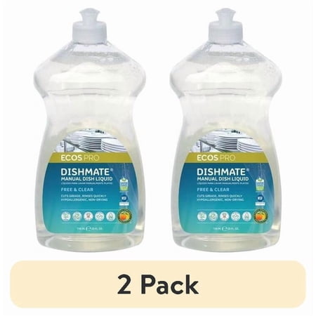 (2 pack) ECOS Hypoallergenic Dish Soap, Free and Clear, 25 Fl Oz