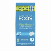 (24 pack) ECOS Laundry Detergent Packs, 52 Loads - 100% Plastic Free Packaging - Convenient No Mess Washing Soap Packs - Hypoallergenic for Sensitive Skin - Free & Clear