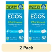 (2 pack) ECOS Laundry Detergent Packs, 52 Loads - 100% Plastic Free Packaging - Convenient No Mess Washing Soap Packs - Hypoallergenic for Sensitive Skin - Free & Clear