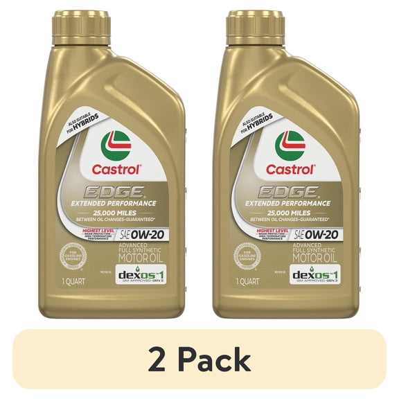 (2 pack) Castrol EDGE Extended Performance 0W-20 Advanced Full Synthetic Motor Oil, 1 Quart