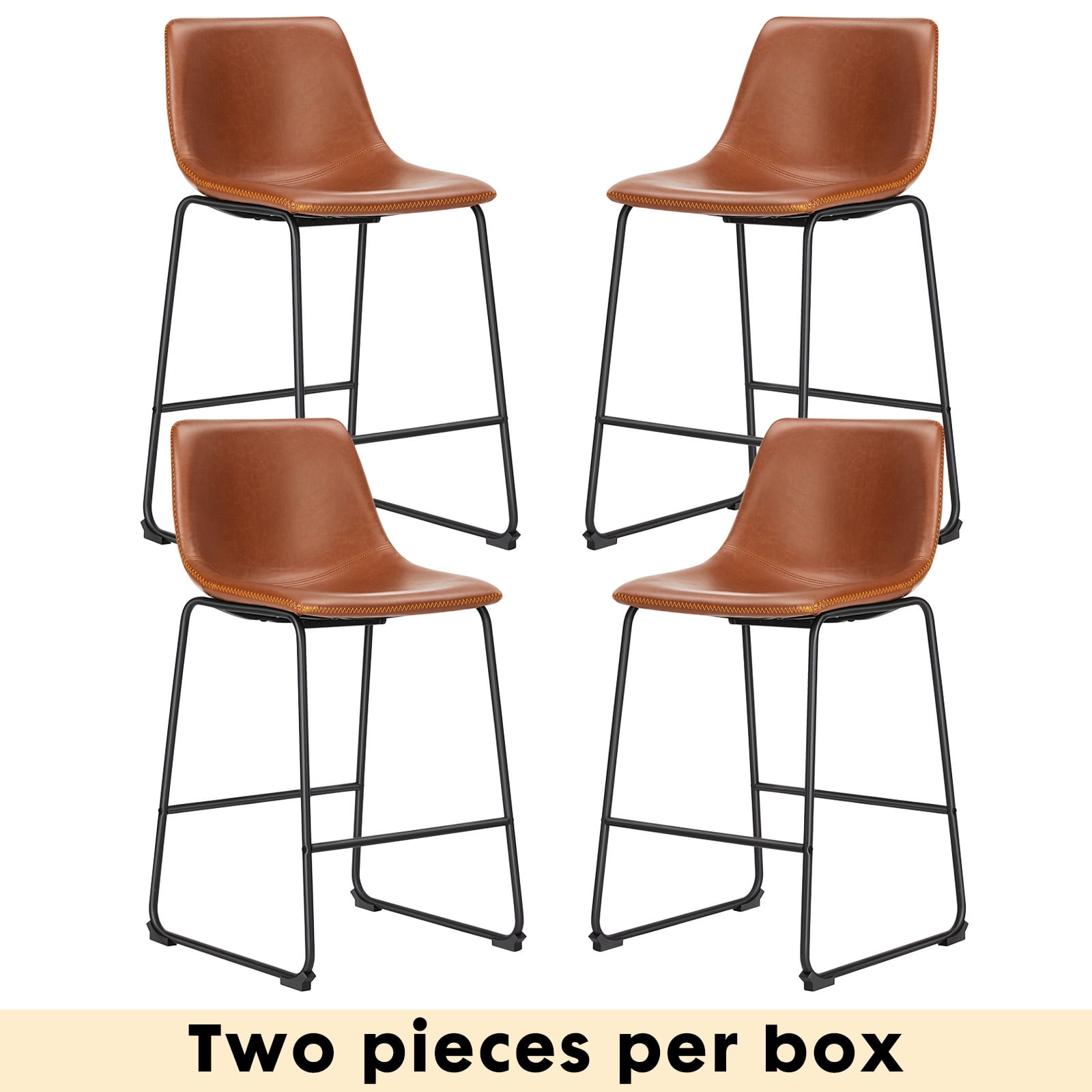 16 Stools (2 pack) EDX Counter Height Bar Stools Set of 2 With Back and Footrest ...