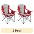 thumbnail image 1 of (2 pack) EDX Heavy Duty Camping Chair 500 lb Capacity, Oversized Extra Wide for Adults, Padded High Back Folding Lawn Chair, 500 lbs Steel Frame, Portable Outdoor Camping Chair with Cup Holder, Red Gray, 1 of 10
