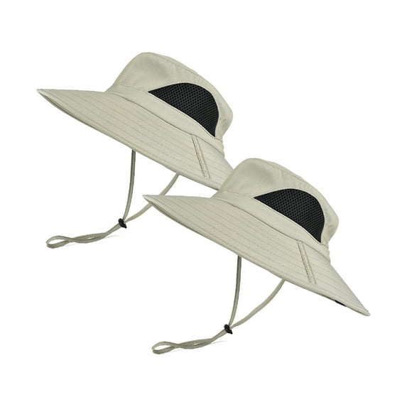(2 pack) EINSKEY Sun Hat for Men Women,Boonie Hat Fishing Hiking Safari Beach,Waterproof Wide Brim Bucket Hat Beige