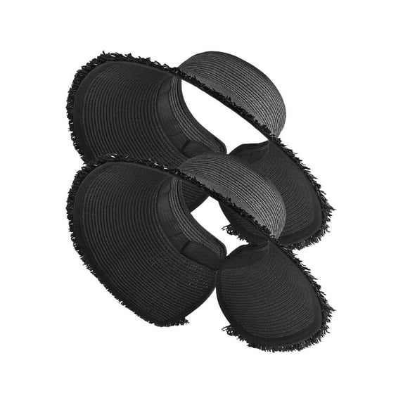 (2 pack) EINSKEY Women's Sun Visor Hat Packable Straw Floppy Wide Brim Ponytail Hat for Summer Beach Travel Golf Garden
