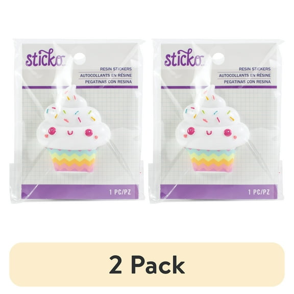 (2 pack) EK Sticko Sticker Resin Lg Painted Cupcake